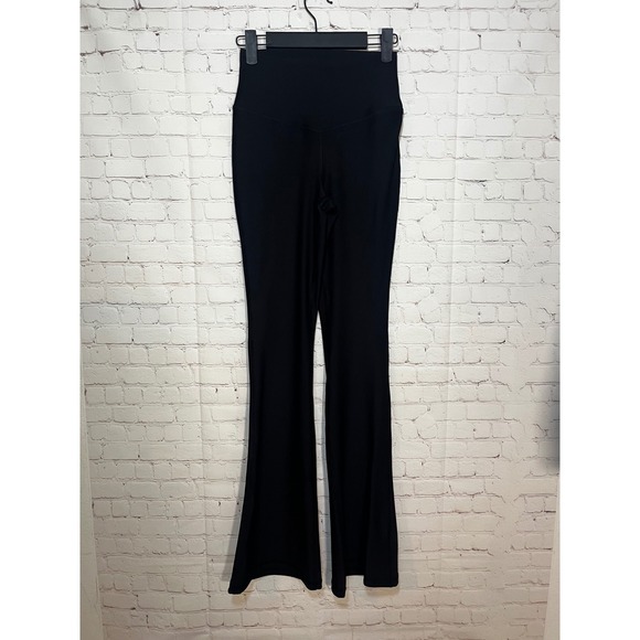 Yogalicious Pants - Yogalicious Felix Rib Sophia Flare Black Crossover High Waist Ribbed Leggings S